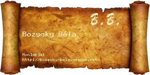 Bozsoky Béla névjegykártya