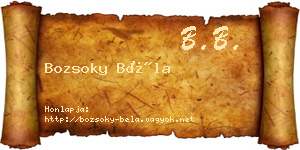 Bozsoky Béla névjegykártya